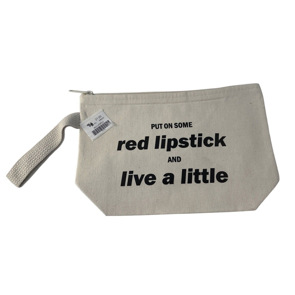 Santa Barbara Design Studio Red Lipstick Canvas Makeup Bag Wristlet Pouch New